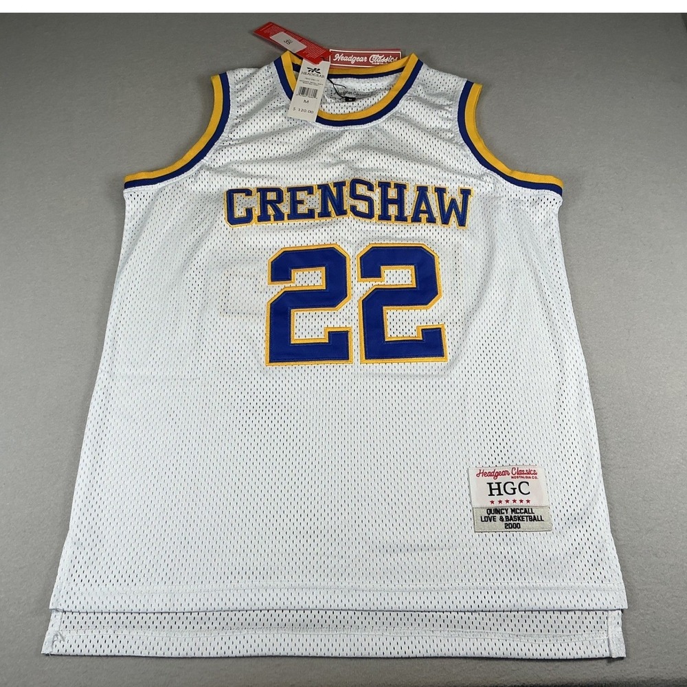 Headgear Classics Crenshaw McCall #22 Basketball Jersey Men's Med White NWT Mesh